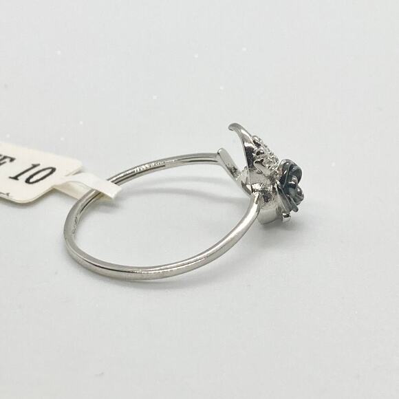 Size 10 925 Skull and Crescent Moon Rainbow Topaz Ring - Picture 7 of 11